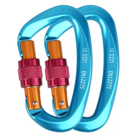 TRIWONDER 12KN 25KN Wiregate Carabiners Screwgate Carabiner Aluminum Heavy Duty D Shape Climbing Carabiners for Hammock Camping Hiking (25KN Screw Gate - 2 Blue)