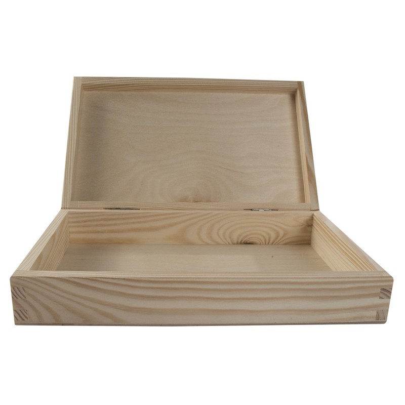 Shallow Flat Slim Wooden Box Gift Case | 25 x