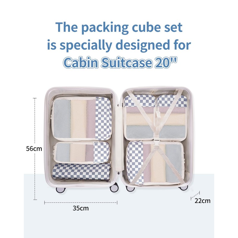 Narwey Compression Pack Cubes for Suitcase and Backpack, 6 Pieces