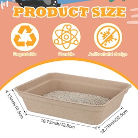 30 Pieces Large Disposable Cat Litter Boxes Paper Cat Litter Tray Pets 2 in 1 Kitten Portable Replacement Travel Box for Cat, Hamster, Guinea Pig, Mice, Small Animals, 16.7 x 12.8 x 4.1 Inch