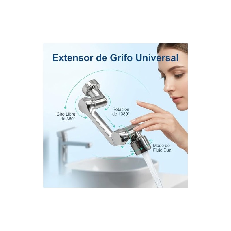 Aireador de Grifo Giratorio de 1080 Grados con 2 Modos