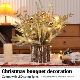 Small Christmas Tree, Artificial Christmas Tree with Lights Christmas Tree Decorations Christmas Decoration Winter Table Decorations Holiday Decor for Green Home Indoor Mantel, Golden