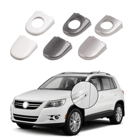 AUPSPUD Front Left Driver Side Door Handle Key Lock Cap Cover for VW Jetta Tiguan Beetle 5ND837879,5N1837879 (Silvery, Non-Porous)