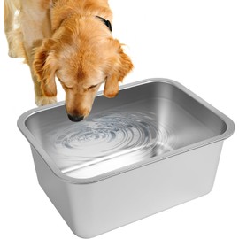 Lonepet 2 Gallons Stainless Steel Dog Bowl, Large Capacity Pet Food Bowl Water Dish for Medium & Large Dogs, Indoor & Outdoor Use, 12.6''8.7''5.9''