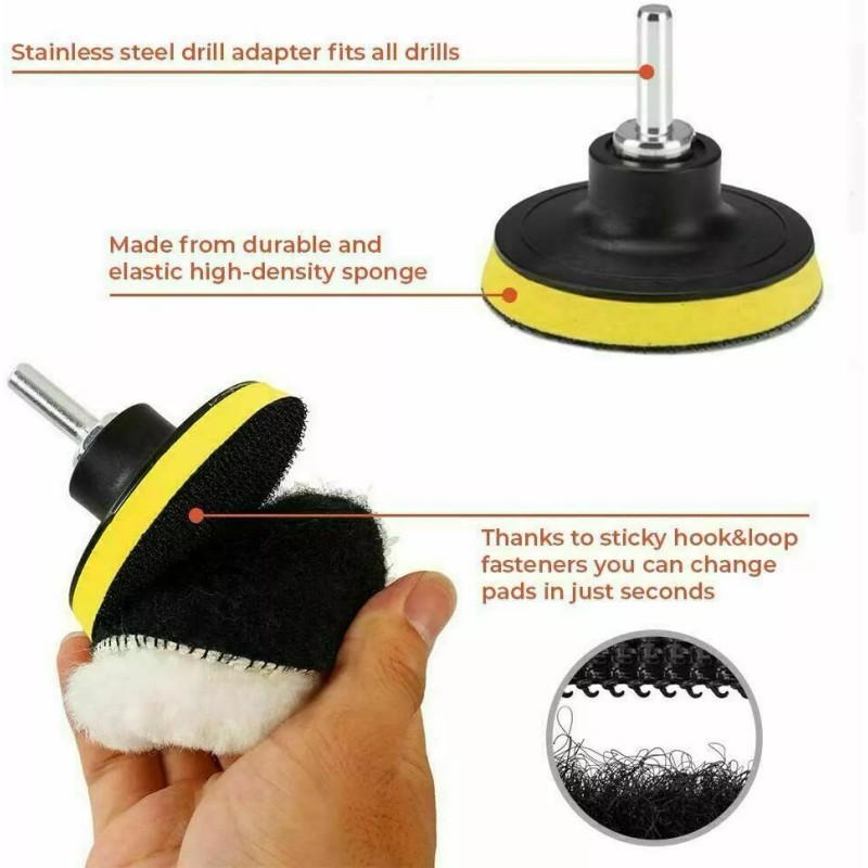 Unbranded Car Buffing Pads Polishing Waxing Sponge Kit Set Foam