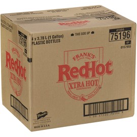Frank's RedHot Xtra Hot Cayenne Pepper Hot Sauce, 1 gal (Pack of 4) - Four Gallon Containers of Extra Hot Cayenne Pepper Hot Sauce with 3x the Heat, Best for Wings, Pizza, Sides, Snacks, Bar Bites and More