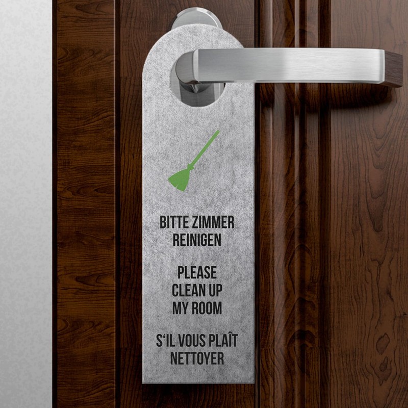 Please do not disturb or please clean room language door
