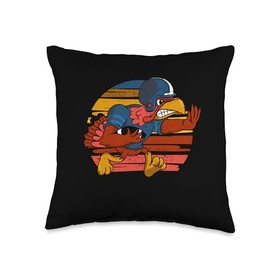 Pilgrim Costume Thanksgiving Shirt Turkey Meat Thanksgiving Turkey Football Player Coach Fan Quarterback Throw Pillow, 16x16, Multicolor