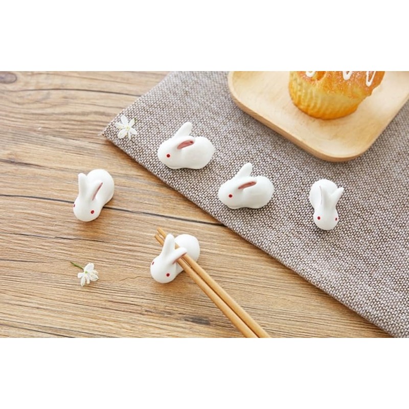 speed mao Cute Rabbit Ceramic Chopsticks Rest Caratory, Set of