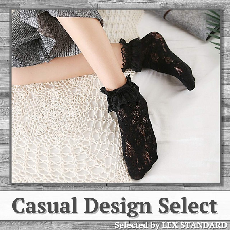 LEX STANDARD PS035 Socks, Casual, Lace, Frill, Popular, Women's Socks,