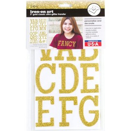 S·E·I 9-303-9-306 Classic Glitter Letter Iron-on Transfer, 3 inch (4 Sheets), Gold