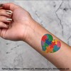 4 x 'Autism Jigsaw Piece Heart' Temporary Tattoos - Water