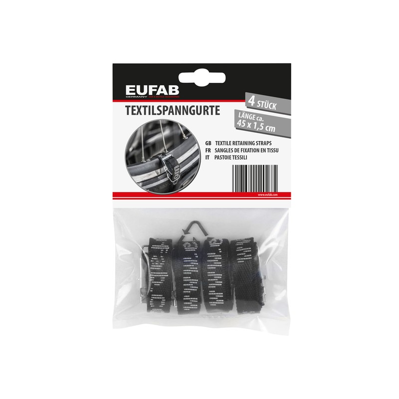 Eufab Bike Rack Tie Down Straps Black 12027