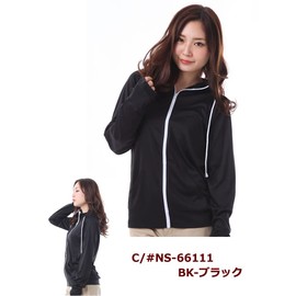 AQUAFAIRY Women's Rash Guard, Long Sleeve Hoodie, Hooded, Body Cover, Amphibious, UPF 50, UV Protection, Cool to Touch, Quick Drying, Swimwear, Overwear, 66111-BK-Black (Solid)