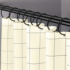 12 Pcs Black Shower Curtain Rings, Rustproof Metal Shower Curtain Hooks, Snap Joint Design & Glide Smoothly Round Shower Rings for Bathroom Curtains