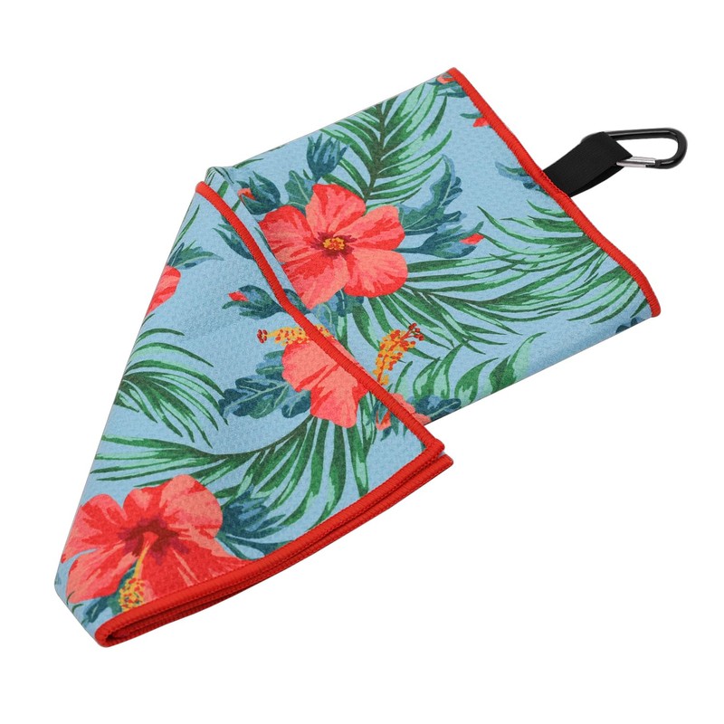 SHABIER Golf Towel with Hibiscus Design Golf Microfiber Waffle Pattern