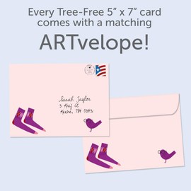 Tree-Free Greetings Just Because Greeting Card with Matching Envelope, Eco Friendly, Made in USA, 100% Recycled Paper, 5 x 7, Socks and Pants (GO69185)
