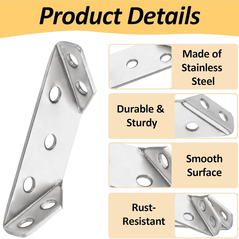Furniture Triangle Corner Bracket Stainless Steel Angle Fasten Connector Universal