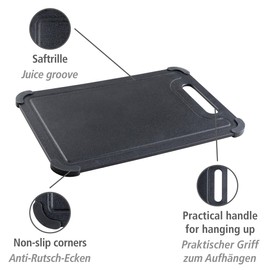 WENKO PEET Chopping Board Set of 2 with Non-Slip Corners Black