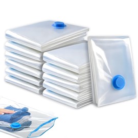 12Pcs Vacuum Storage Bags, Vacuum Compress Bag, vacuum sealer bags for clothes, Travel Bag Organizer Transparent Vacuum Suction Bag for Comforters, Pillows, Towel, Blanket Storage, Bedding