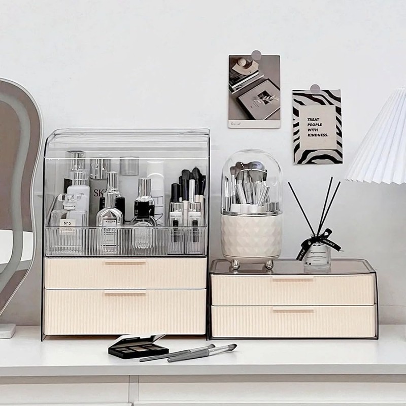 PLINJOY Makeup Storage Organizer Box Large Cosmetic Display Cases Dustproof