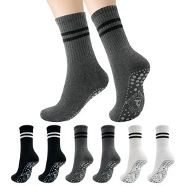 HYCLES Grip Pilates Socks 3 Pairs for Women, Non-slip Yoga Athletic Slipper Socks for Workout Hospital