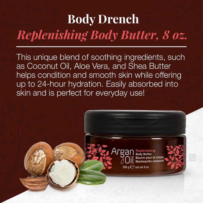 Body Drench Argan Oil Skin Moisturizer, Body Butter, Deeply Hydrating
