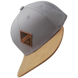 Bexxwell Children's Snapback Cap with Leather Patch (Junior, Kids, Optimal Fit, Cap, Unisex, Child), gray, Unit size