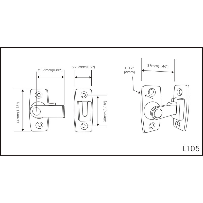 QCAA Heavy Forged Solid Brass Door Latch, 90 Degree Right