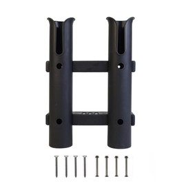 Ayunwei - Soporte para caña de pescar de 2 tubos, soporte para caña de pescar para barco, yate, kayak, cochera o camión con tornillos (negro)