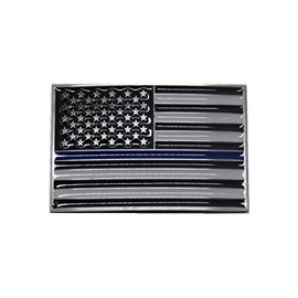 K's Novelties Thin Blue Line Police Officers Memorial USA American Rectangle Metal Belt Buckle