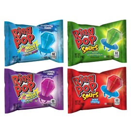 Ring Pop Individually Wrapped Bulk Lollipop Variety Pack – 10 Count Lollipop Suckers w/Assorted Tongue Painters and Sours Flavors- Fun Candy for Birthdays and Celebrations