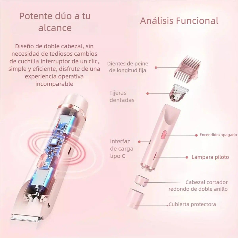 Depiladora De Bikini Para Mujer Electrica Doble Cabeza 2in1