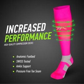 High-Quality Compression Stockings for Men and Women - Ankle Protection and Metatarsal Support - Flat Top Seams - for Running, Cycling, Jogging, Convalescence, Blood Circulation, Flying - Made in the EU, xl