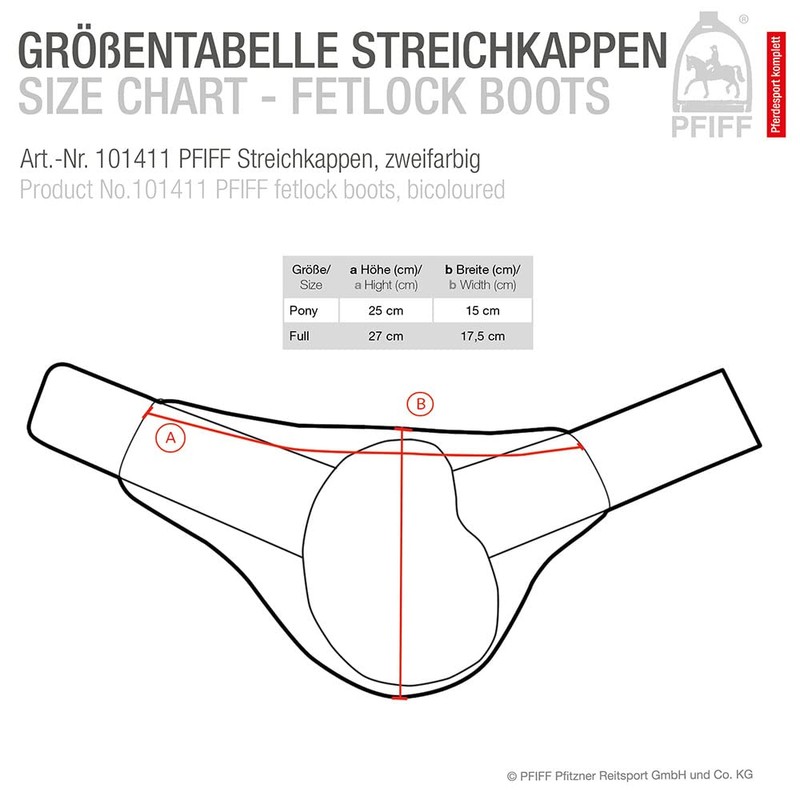 PFIFF Streichkappen. zweifarbig. türkis-braun Pony
