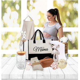 New Mom, Mother to be Gift Basket, Care Package | Unique Gift Set for mom & Baby w/Newborn Essentials Expecting Moms Baby Shower After Labor Hospital Gift Variety Gift Bundle w/a Fancy Tote Bag