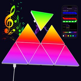 JIMIMORO 8 PCS Triangle Light Panels - Smart APP 5.9inches Triangle RGB Gaming Lights Smart Home Decor with Music Sync Gaming Theme LED Triangle Light for Kids and Teens Room Playroom Decor (8)