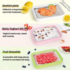 Shyllin Ice Plate for Ice Making, Comes with 2 Spatulas, Ice Cream Machine, Ice Rolls Machine, Stainless Steel Iron Rolling Machine (Green, 1)