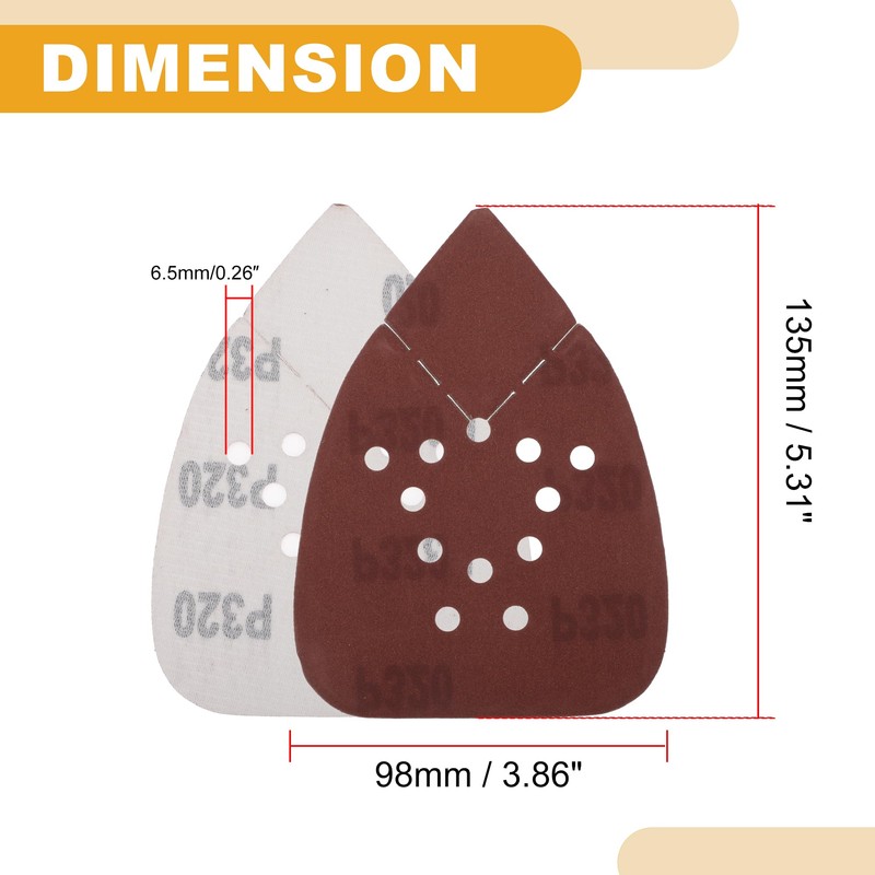 Partuto 50 Pcs 5.31"x3.86" 320 Grit Universal Sanding Discs -