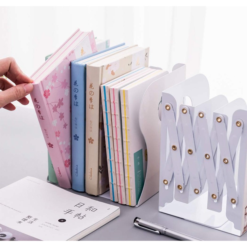 Duffire Creative Stationery Supplies Retractable Bookshelf Folding Bookcase Metal Student