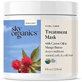Sky Organics Curl Care Bio-Based Treatment Mask for Hair USDA Certified Bio-Based to Repair, Strengthen & Soften Curls, 8 fl. Oz