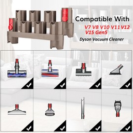 Ninthseason Wall Mount Accessory Holder for Dyson Gen5 G5 V12 V15 V11 V10 V8 V7 V8 SV10 SV11 Cordless Vacuum Cleaner, Brush Replacement Parts Attachment Organiser (2 Pieces, 10 Storage Sockets)
