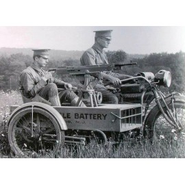 1917 Indian Motorcycle PHOTO M1914 Colt Machine Gun World War I Army Gunner