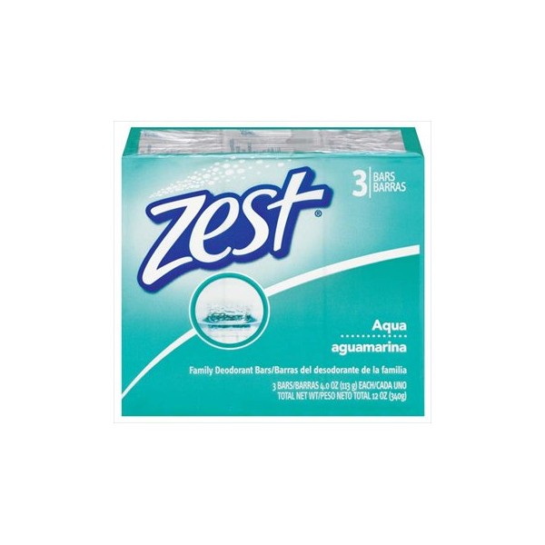 Zest Aqua Deodorant Bar Soap 3 ct (Pack of 12)