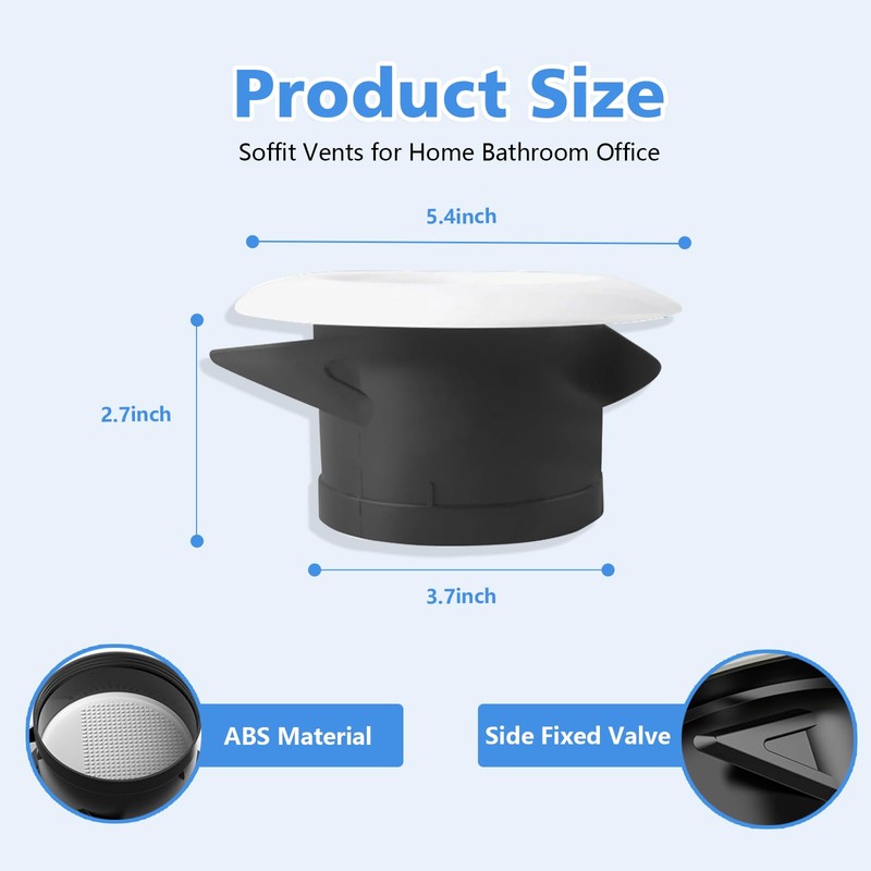 2 Pack 4 Inch ABS Soffit Exhaust Vent with Built-in