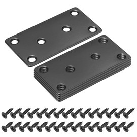 sourcing map 5 Set Mending Plate Metal Flat Bracket Straight Brace Fixing Joining Plate for Wood with Screws, Black, 3.11"x1.58"