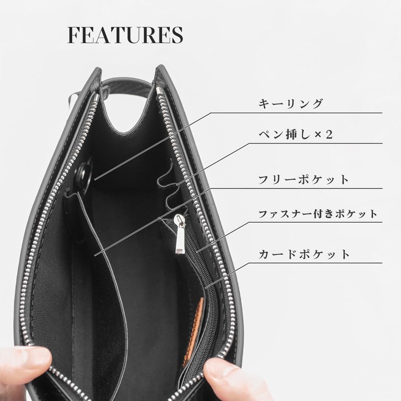 Dom Teporna Men's 2nd Bag, Wide Opening, Clutch Bag, YKK