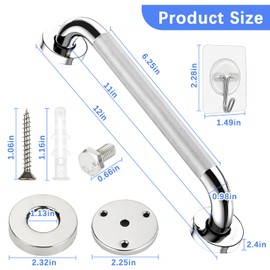 2 Pack Anti Slip Grab Bar Rail, Stainless Steel Grab Rails for Bathroom, Elderly Children and Disabled Shower Handle for Kitchen Bedroom Shower Toilet Stairs,12 Inch