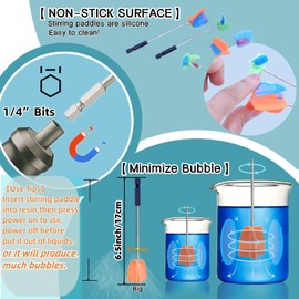 2 Big+2 Small Silicone Resin Mixer Paddles for Drill, Epoxy Mixer Attachment for Drill, Paint Mixer/Paint Stirrer for Mixing Resin, Epoxy, Silicone Molds