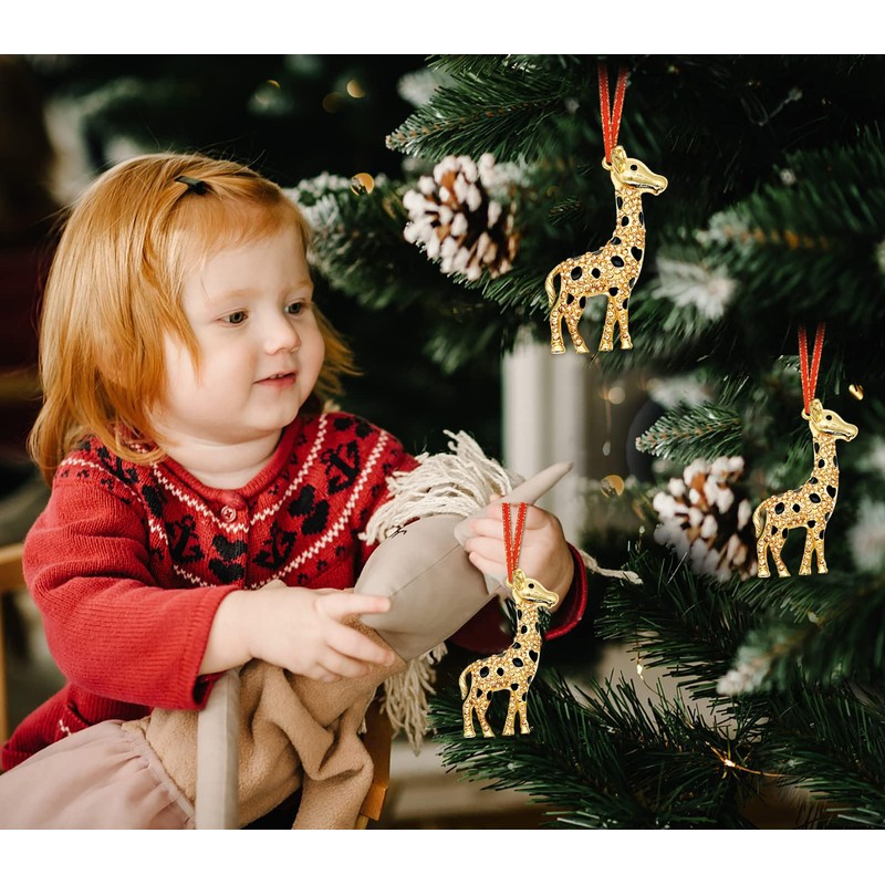 HEYINSHEN Giraffe Christmas Ornaments Gold Giraffe Hanger for Xmas Decor